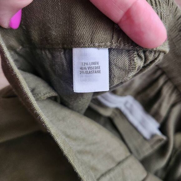 St John Pants Womens Large Linen Blend Ankle Pull On Careerwear Business Profess - Picture 6 of 6